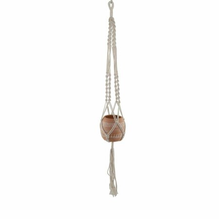 FLORA BUNDA 41' H hanging macrame with Aztec Ceramic Pot, Orange CT1091E-OR